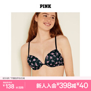 維多利亞的秘密 PINK 夏季圓盤(pán)胸內衣2805舒適3/4罩杯聚攏外擴文胸胸罩無(wú)痕聚攏 5OKW黑色花朵-聚攏 11202805 70E （32DD）