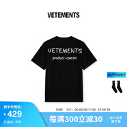 VETEMENTS大logo網(wǎng)板印花標(biāo)簽休閑短袖t恤設(shè)計(jì)款字母上衣中性款 35352021 黑色 S
