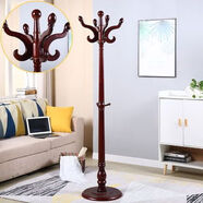 接運貓包郵三強819時(shí)尚創(chuàng  )意環(huán)保實(shí)木衣帽架落地式臥室內立式晾衣掛衣架 SQ-9圓盤(pán)棕色