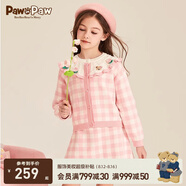 PawinPaw卡通小熊童裝秋冬新品女童甜美荷葉邊針織套裝裙淑女 粉紅色Pink/25批次不同 150