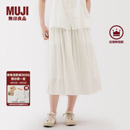 無印良品（MUJI）女式 強(qiáng)捻 抽褶裙 長半身裙女裙子女裝格子裙25年夏季BE1VEC5S 米白色 M （160/66A）