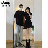 JEEP SPIRIT不一樣的情侶裝夏裝2025新款春夏t恤裙子套裝一裙一衣設(shè)計感小眾 黑色 2XL 男【165-190斤左右】