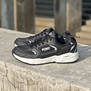 PONY波尼情侶款潮流透氣網(wǎng)面復古慢跑鞋休閑輕量老爹鞋厚底運動(dòng)跑 242U1MJ05BK 黑/灰 37