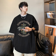 閃爆男士短袖T恤0 黑色 4XL