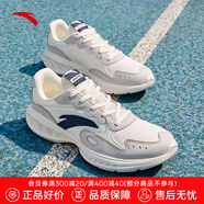 安踏（ANTA）星云男鞋跑步鞋夏季皮網(wǎng)透氣輕質慢跑鞋男士休閑運動鞋子 【革面防潑水】象牙白/一度灰-8 39 (245mm)