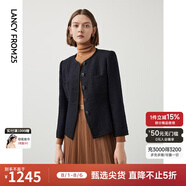 朗姿法式小香風(fēng)高級(jí)感黑色藍(lán)色西裝氣質(zhì)西服短外套春季新款 月夜深藍(lán)色5（暗色扣） M