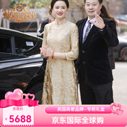 Homesee國際輕奢高檔連衣裙2025新款兒子結(jié)婚禮媽媽禮服高貴輕香檳色時(shí)尚 香檳色7分袖春秋裝 遮肚子顯瘦1 L 100110斤穿