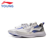 李寧李寧童鞋兒童運動(dòng)鞋新款男女大童輕盈軟底舒適彈力青少年休閑跑鞋 標準白/川石灰/虹藍色-5 32