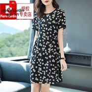 皮爾卡丹（pierrecardin）連衣裙碎花連衣裙女小個(gè)子夏季遮肚顯瘦顯高a字裙 花色 9005 2XL 125-135斤