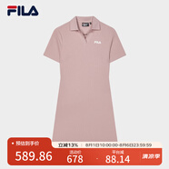 FILA 斐樂官方女子針織連衣裙時尚修身POLO領(lǐng)短袖裙子 瓊脂粉-PK M (165) 84A
