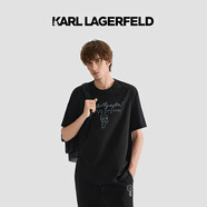 Karl Lagerfeld卡爾拉格斐2025夏季新款短袖T恤老佛爺男裝M22O1706 黑色 M （48）
