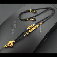 品晶記（PINJINGJI）品晶記男女佛牌翡翠玉佩金銀飾品手工編織項鏈配飾吊墜繩子可調節(jié) 3mm曼陀羅結金桃花結黑金繩