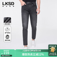 萊克斯頓七夕禮物男裝2025春季新款休閑九分牛仔褲男士簡(jiǎn)約修身牛仔褲 深灰 30