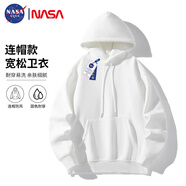 NASA GISS圓領(lǐng)衛衣男純色基礎款上衣情侶款百搭長(cháng)袖T恤 白色連帽常規 XL 