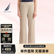 諾帝卡（NAUTICA）【商場(chǎng)同款】女裝春夏新款休閑彈力親膚直筒長(zhǎng)褲女41KO05 淺卡其2BM L