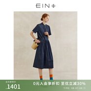 EIN言文藝 涼感天絲牛仔丹寧新中式美學(xué)收腰牛仔連衣裙春夏新款 墨藍(lán) S