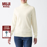 無印良品 MUJI 女式  天竺 高領(lǐng)毛衣 女款黑色長袖針織衫秋冬毛衫BAG05A0A 米白色 S