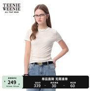 Teenie Weenie小熊T恤女2025春夏新款甜酷潮流活力捏褶圓領(lǐng)短袖T恤打底衫上衣 白色 M