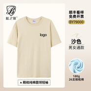 藍(lán)之旺 班服t恤定制工作服文化衫夏季短袖男情侶體恤衣服訂做聚會(huì)團(tuán)隊(duì)服 A款【26支全棉180g】正肩沙色 L