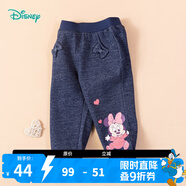 迪士尼寶寶（Disney Baby）迪士尼童裝女童褲子甜美米妮仿牛仔長褲內(nèi)里抓絨 深藍 3歲/身高100cm