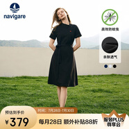 Navigare意大利小帆船女士短袖Polo裙休閑連衣裙2322874503 暗夜黑 S 