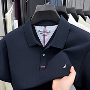 諾帝卡（NAUTICA）男士短袖T恤純棉透氣親膚翻領POLO衫 藏青 M