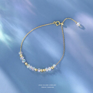 周大福七夕禮物925純銀不規則幻彩圓珠手鏈女簡(jiǎn)約小清新可愛(ài)甜美設計in AB彩色_黃金色手鏈925銀