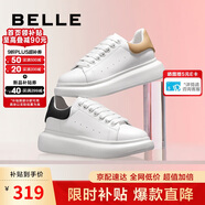 百麗七夕禮物厚底小白鞋女商場同款撞色板鞋Z2U1DCM5 白色杏尾 40