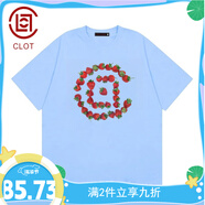 CLOTCLOT 凝結集團夏季新款歐陽(yáng)娜娜同款草莓印花純棉短袖男女上衣潮t 淺藍-歐陽(yáng)娜娜同款 【250G高支棉】 M  80-100斤合身