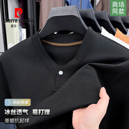 皮爾卡丹（pierre cardin）高檔正品男士短袖t恤2025夏季寬松休閑V領(lǐng)半袖純色親膚體恤衫上衣 黑色【高品質(zhì) 放心購買】 XL (175) 建議【130-155斤】