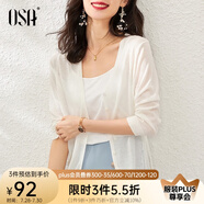 歐莎（OSA）【披肩空調(diào)衫】薄款冰絲針織開衫外套女七分袖25年新款夏季上衣 白色B 2XL