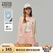 Teenie Weenie小熊針織開衫2025年春夏新款學院風高智感圓領毛衣外套女空調衫 粉色 XS