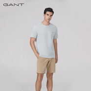 GANT【100%棉】春夏男士休閑純色短袖T恤衫圓領(lǐng)舒適打底衫 94灰色 S  參考身高165