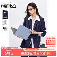 尚都比拉職業(yè)通勤西裝女春秋高級(jí)感面試正裝外套氣質(zhì)小西服 藏藍(lán)色  M 
