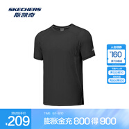 斯凱奇（Skechers）男士休閑針織短袖衫P225M018 碳黑/0018 L