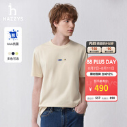 哈吉斯（HAZZYS）男裝 夏款簡約男上衣【3A級抗菌】短袖T恤男ASTZE0BBX68 乳白色I(xiàn)V XL (180/100A 50)