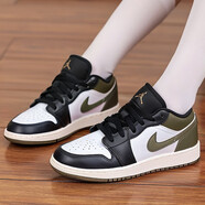 耐克（NIKE）【潮】Air Jordan aj1板鞋男女情侶新款低幫休閑運動籃球鞋休閑鞋 553560/553558-092黑白綠 女款GS 39