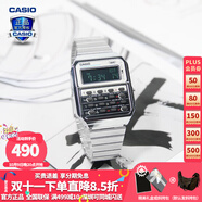 卡西歐（CASIO） 男表女表卡西歐手表男女情侶表學生時尚運動表太陽能雙顯電子表 CA-500WE-7BDF時尚銀黑 可計算器