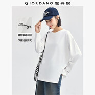 佐丹奴長袖T恤女純棉刺繡前短后長開叉圓領(lǐng)套頭衫女13324708