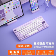 葉余藍牙無(wú)線(xiàn)鍵盤(pán)鼠標套裝充電款筆記本臺式電腦蘋(píng)果安卓手機平板通用 筆記本臺式電腦安卓手機ipda平板 紫色-鍵盤(pán)鼠標type-c充電口