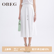 OBEG歐碧倩夏新復(fù)古回潮文藝大裙擺時尚氣質(zhì)半身裙女10442034 白色 L /170/40