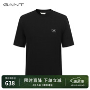 GANT/甘特秋季新款男士簡(jiǎn)約純色印花圓領(lǐng)短袖T恤G1243M50002 500-黑色 L