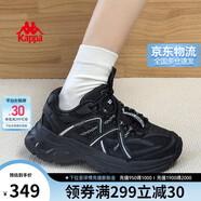 卡帕（Kappa）復(fù)古運(yùn)動(dòng)老爹鞋女夏季新款厚底增高休閑情侶跑步鞋子女 黑色 35
