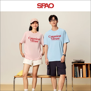 SPAO圓領(lǐng)簡約短袖t恤男女款2025年夏季新款運(yùn)動風(fēng)上衣SPDX25SD01XY 粉/紅色雙排字 XL