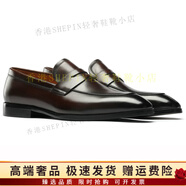 Hang TenGF皮鞋男牛皮內(nèi)里樂福鞋男真皮鞋休閑男鞋套腳一腳蹬 咖啡色 【腳偏瘦拍小一碼】 35