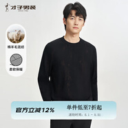 才子（TRIES）毛衣男春秋2025新款寬松圓領(lǐng)打底衫純色內(nèi)搭加厚螺紋領(lǐng)針織衫 常規(guī) 黑色 3XL 54(185/100A)