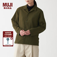 無印良品（MUJI） 男女通用法蘭絨開領(lǐng)襯衫長袖休閑百搭襯衣外套純棉全棉ACA71A1A 卡其綠 S-M 165/88A