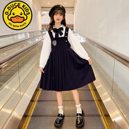 G.DUCKKIDS女童夏裝連衣裙2024新款兒童洋氣高端JK夏款背帶裙女童學(xué)院風(fēng)套裝 MG2359長(cháng)袖英倫學(xué)院風(fēng)套裙【藏青 120 cm(120cm)