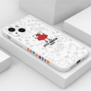 軒睿 蘋(píng)果13手機殼鏡頭全包防摔創(chuàng  )意卡通新iPhone13pro保護套max液態(tài)硅膠軟外殼 蘋(píng)果13 白色【小怪獸】