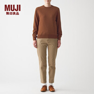 無印良品 MUJI 女式 羊毛 可水洗 圓領(lǐng)毛衣 BAC01A1A 長袖針織衫 磚紅色 S
